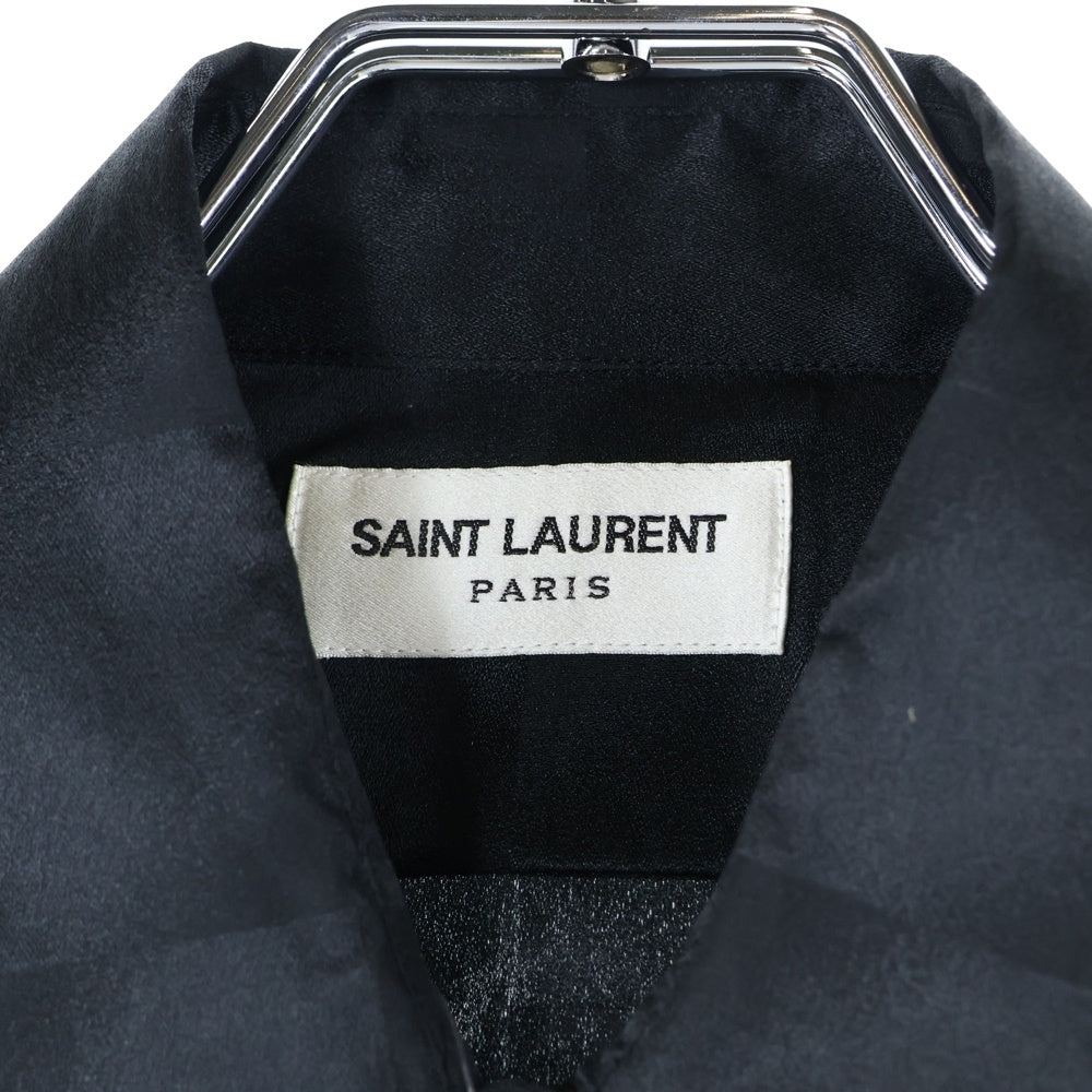 SAINT LAURENT PARIS(サンローランパリ) ブロックチェック シルク長袖シャツ ブラック 646850 Y1D87