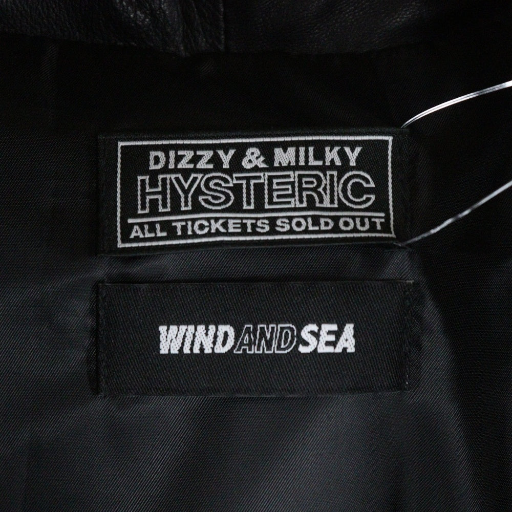 HYSTERIC GLAMOUR(ヒステリックグラマー) 22AW × WIND AND SEA Leather Down Jacket ウィンダンシー レザーダウンジャケット ブラック WDS-C-HYS-23-AP-Q1-02