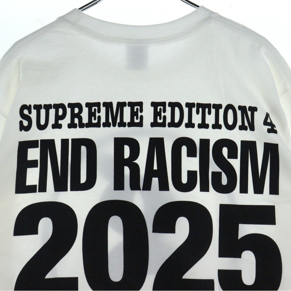 SUPREME(シュプリーム) 25SS × GOODENOUGH End Racism Tee グッドイナフ エンドレイシズム グラフィックプリント クルーネック半袖Tシャツ カットソー ホワイト