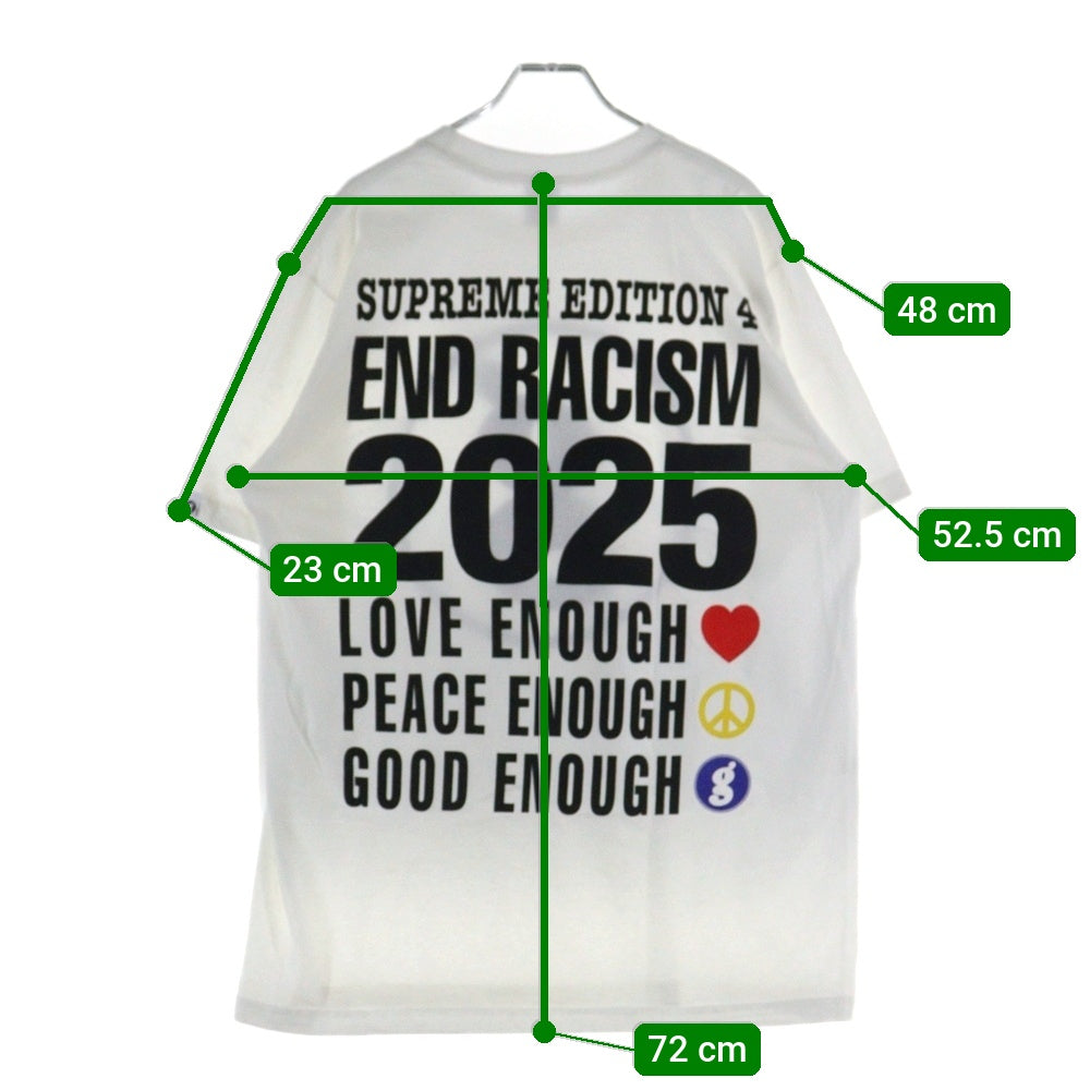 SUPREME(シュプリーム) 25SS × GOODENOUGH End Racism Tee グッドイナフ エンドレイシズム グラフィックプリント クルーネック半袖Tシャツ カットソー ホワイト