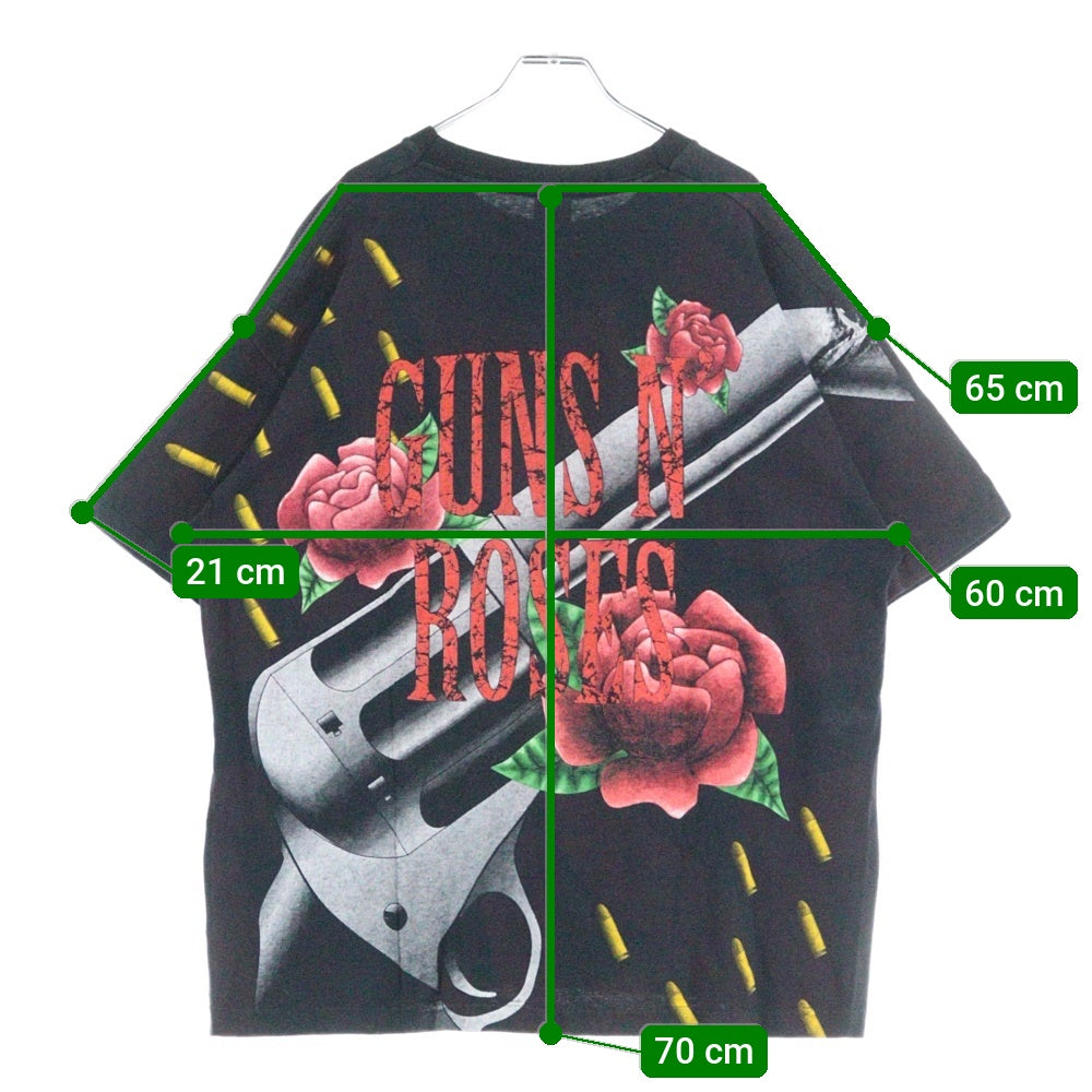 VINTAGE(ヴィンテージ) 90's GUNS N' ROSES GUN AND ROSE ガンズアンドローゼス オーバープリント 半袖Tシャツ ブラック/レッド