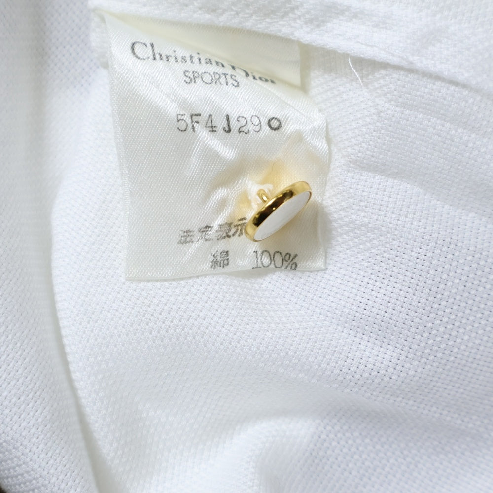 Christian Dior(クリスチャンディオール) OLD CD SPORT 刺繍ロゴポケット 長袖ポロシャツ ホワイト 5F4J290