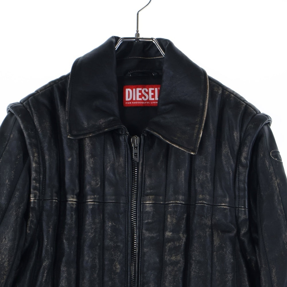 DIESEL(ディーゼル) L-Albert ペイント加工2WAYレザージャケット ブラック A15865