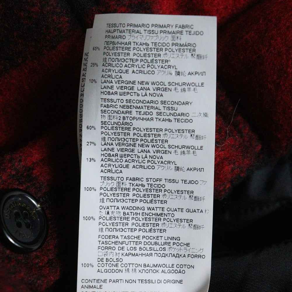 DSQUARED2(ディースクエアード) Canada Check Bomber バックプリント チェック柄 フーディーボンバージャケット レッド/ブラック S74AM1186