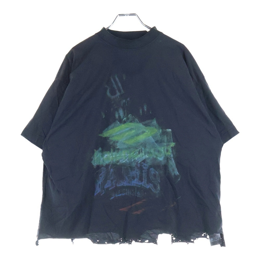 BALENCIAGA(バレンシアガ) DIY IMPRINT CROPPED ダメージ加工 プリント 半袖Tシャツ カットソー ブラック 783399 TSVB4
