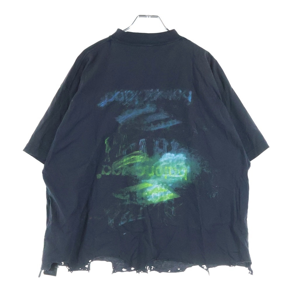 BALENCIAGA(バレンシアガ) DIY IMPRINT CROPPED ダメージ加工 プリント 半袖Tシャツ カットソー ブラック 783399 TSVB4
