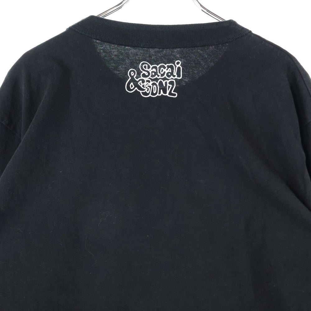 Sacai(サカイ) 24AW Gonz THE GOOD VIBES TRIBE T-Shirt ゴンズ プリントロゴ レイヤード長袖Tシャツ カットソー ブラック 24-0824S