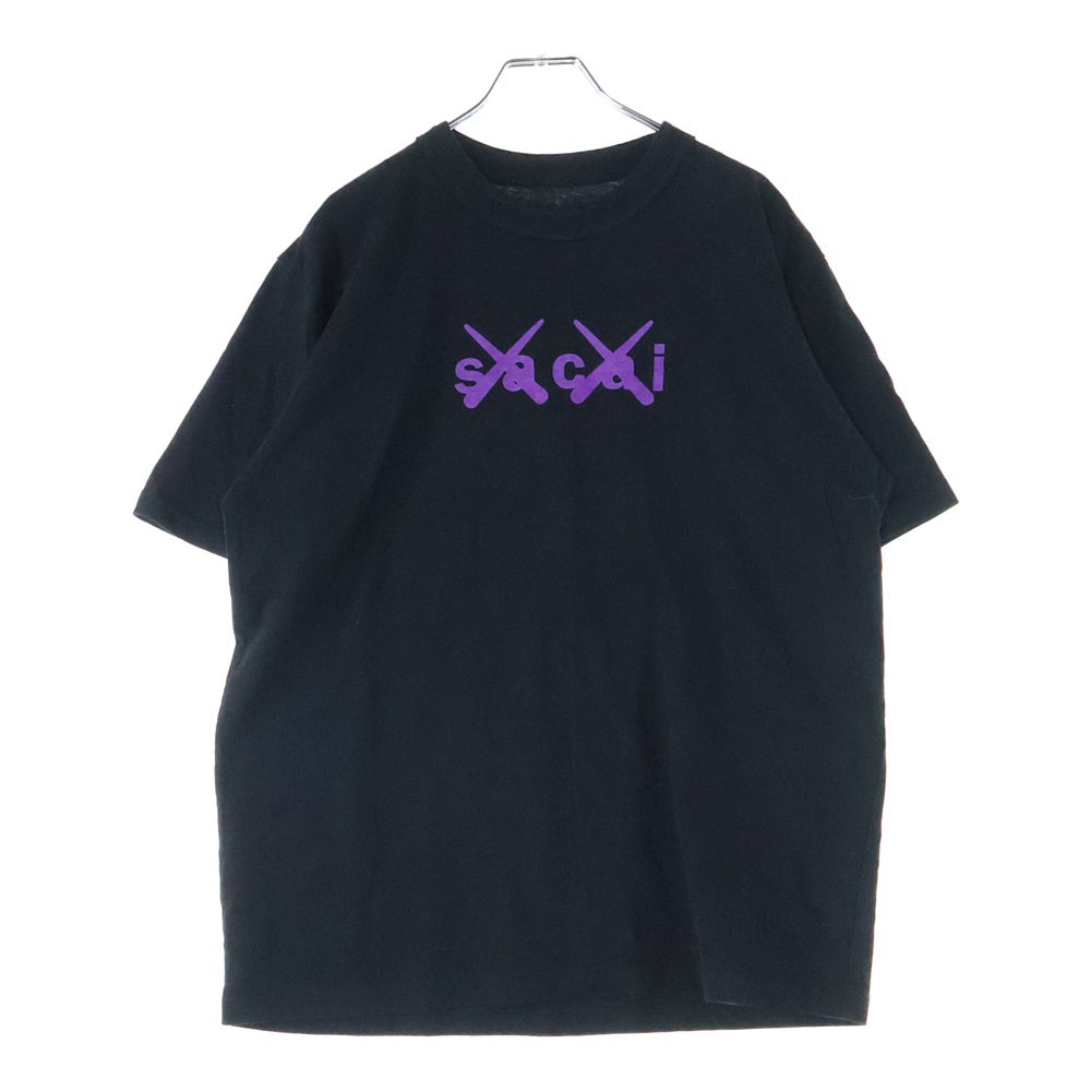 Sacai(サカイ) 21SS ×KAWS Flock Print T-Shirt カウズ フロックプリント半袖Tシャツ カットソー ブラック 21-0288S