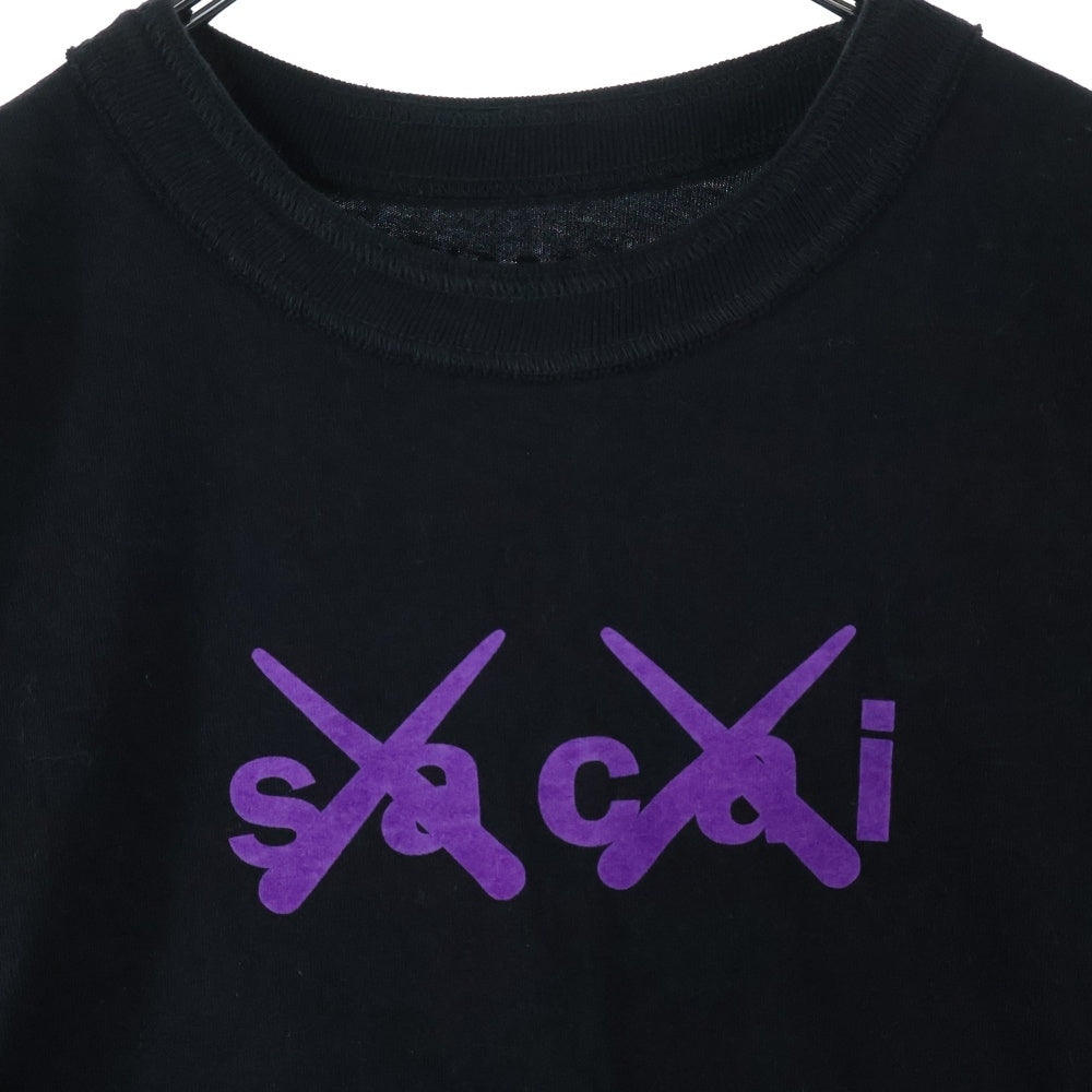 Sacai(サカイ) 21SS ×KAWS Flock Print T-Shirt カウズ フロックプリント半袖Tシャツ カットソー ブラック 21-0288S