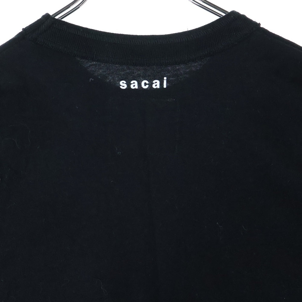 Sacai(サカイ) 21SS ×KAWS Flock Print T-Shirt カウズ フロックプリント半袖Tシャツ カットソー ブラック 21-0288S