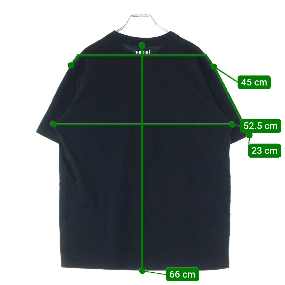 Sacai(サカイ) 21SS ×KAWS Flock Print T-Shirt カウズ フロックプリント半袖Tシャツ カットソー ブラック 21-0288S