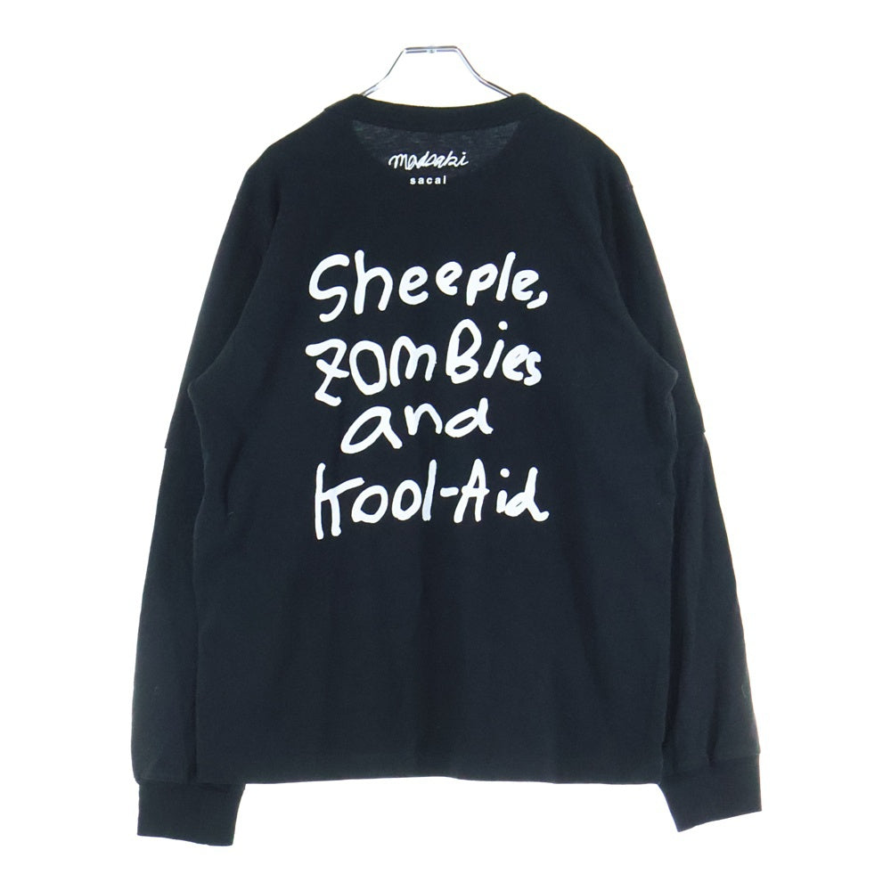 Sacai(サカイ) 22AW MADSAKI L/S T-Shirt マッドサキ レイヤード長袖Tシャツ カットソー ブラック 22-0407S