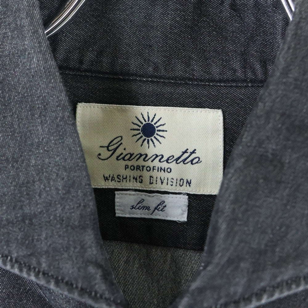 Giannetta(ジャンネット) ホリゾンタルカラー デニムシャツ 長袖シャツ グレー