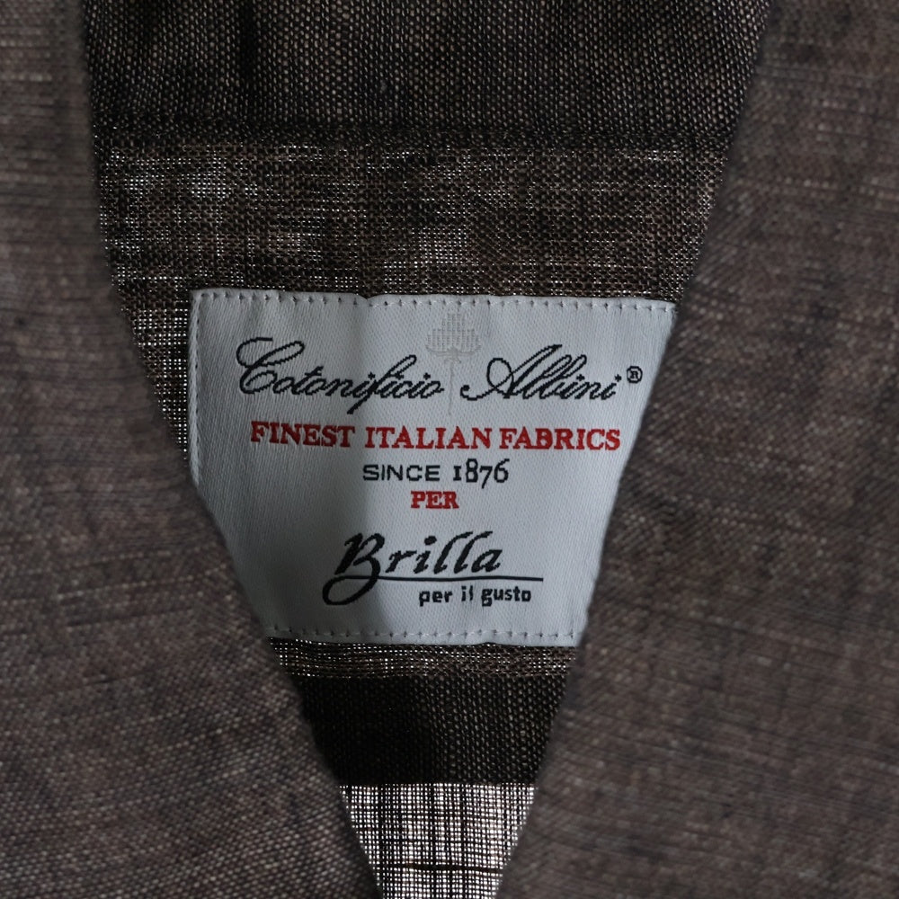 Brilla per il gusto(ブリッラ ペル イル グスト) ホリゾンタルカラー リネンシャツ 長袖シャツ ブラウン