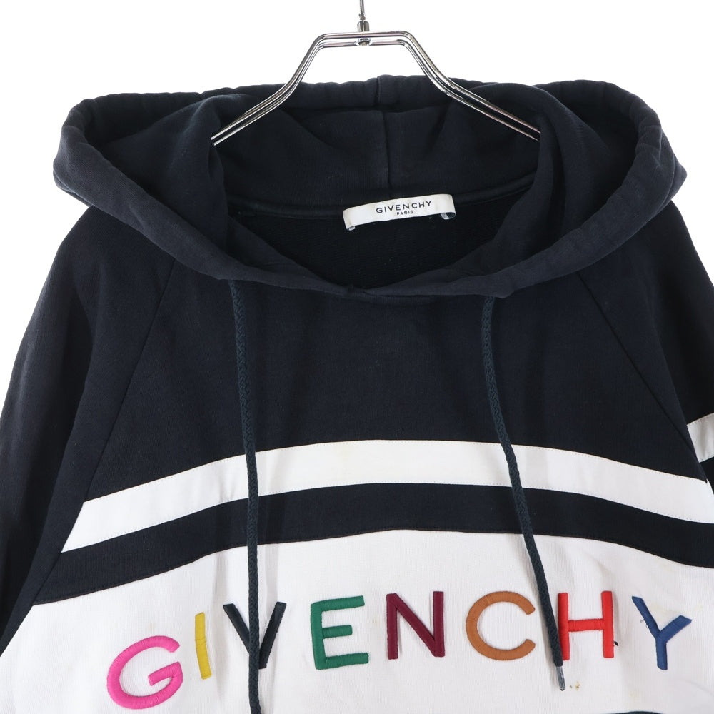GIVENCHY(ジバンシィ) ストライプ マルチカラーロゴ プルオーバーパーカー フーディー BWJ0073Z1X ブラック