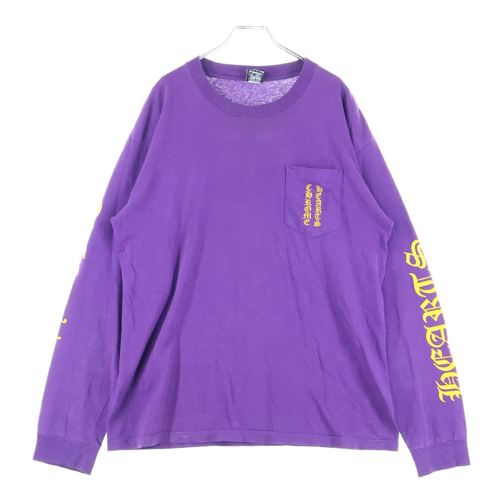 CHROME HEARTS(クロムハーツ) OLD Vertical Logo L/S オールド バーティカルロゴ バックプリント アーチロゴ 長袖Tシャツ カットソー パープル