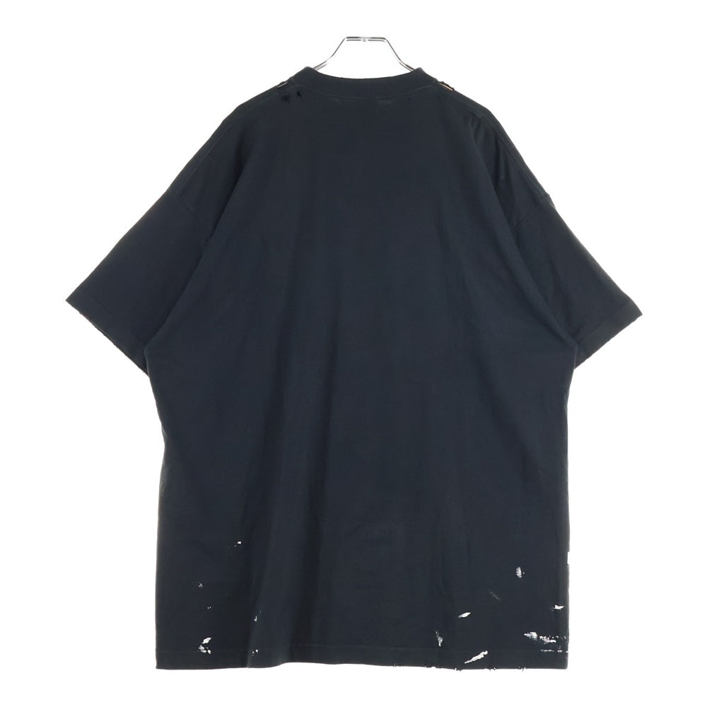 BALENCIAGA(バレンシアガ) メタルロゴペンキクラッシュ加工 半袖Tシャツ ブラック 694576 TMV88