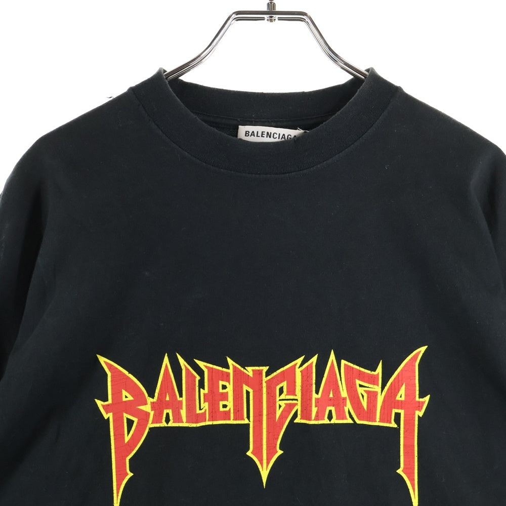BALENCIAGA(バレンシアガ) メタルロゴペンキクラッシュ加工 半袖Tシャツ ブラック 694576 TMV88