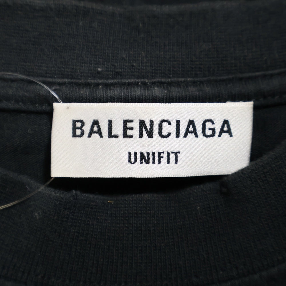 BALENCIAGA(バレンシアガ) メタルロゴペンキクラッシュ加工 半袖Tシャツ ブラック 694576 TMV88