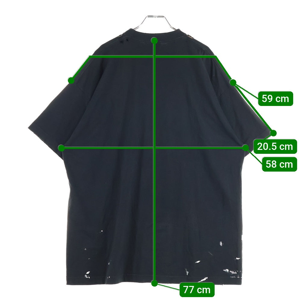 BALENCIAGA(バレンシアガ) メタルロゴペンキクラッシュ加工 半袖Tシャツ ブラック 694576 TMV88