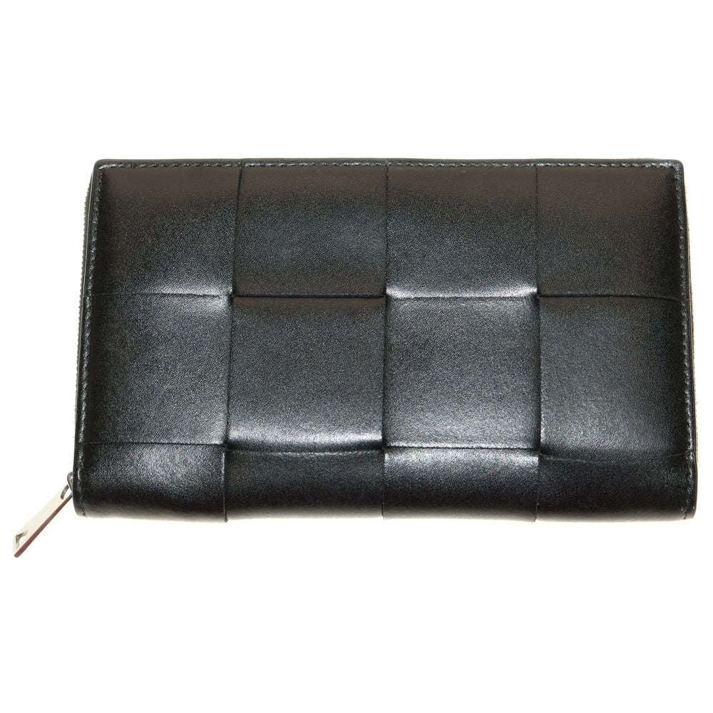 BOTTEGA VENETA(ボッテガヴェネタ) カセット イントレチャート ラウンドジップ 長財布 ブラック 814649 VBWD2 8803