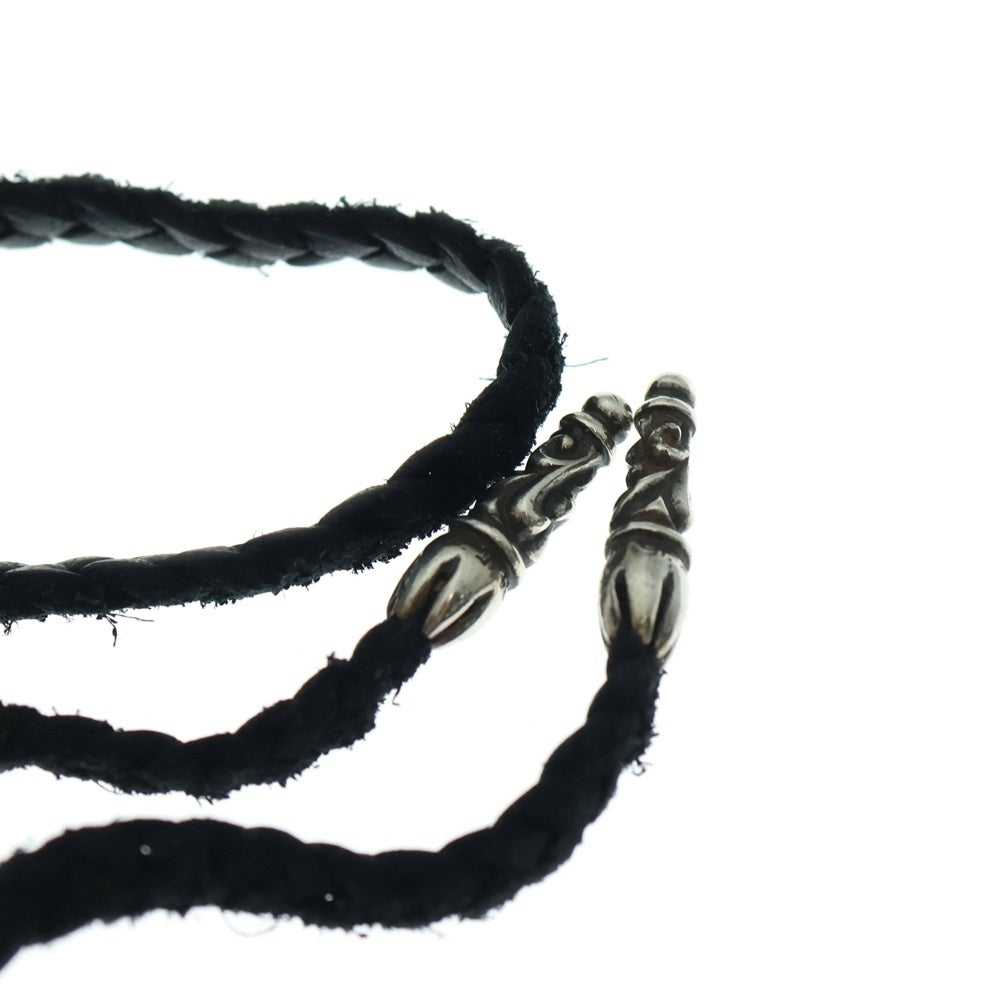 CHROME HEARTS(クロムハーツ) LEATHER BRAID スクロールレザーブレード ネックレス ブラック/シルバー