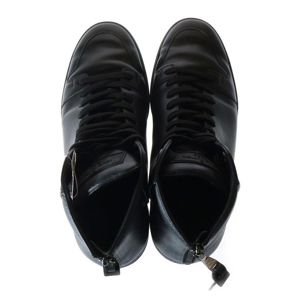 【鑑定付き】ルイヴィトン　ハイカットレザースニーカー　ブラック　新品紐付き 鑑定付き】ルイヴィトン ハイカットレザースニーカー ブラック