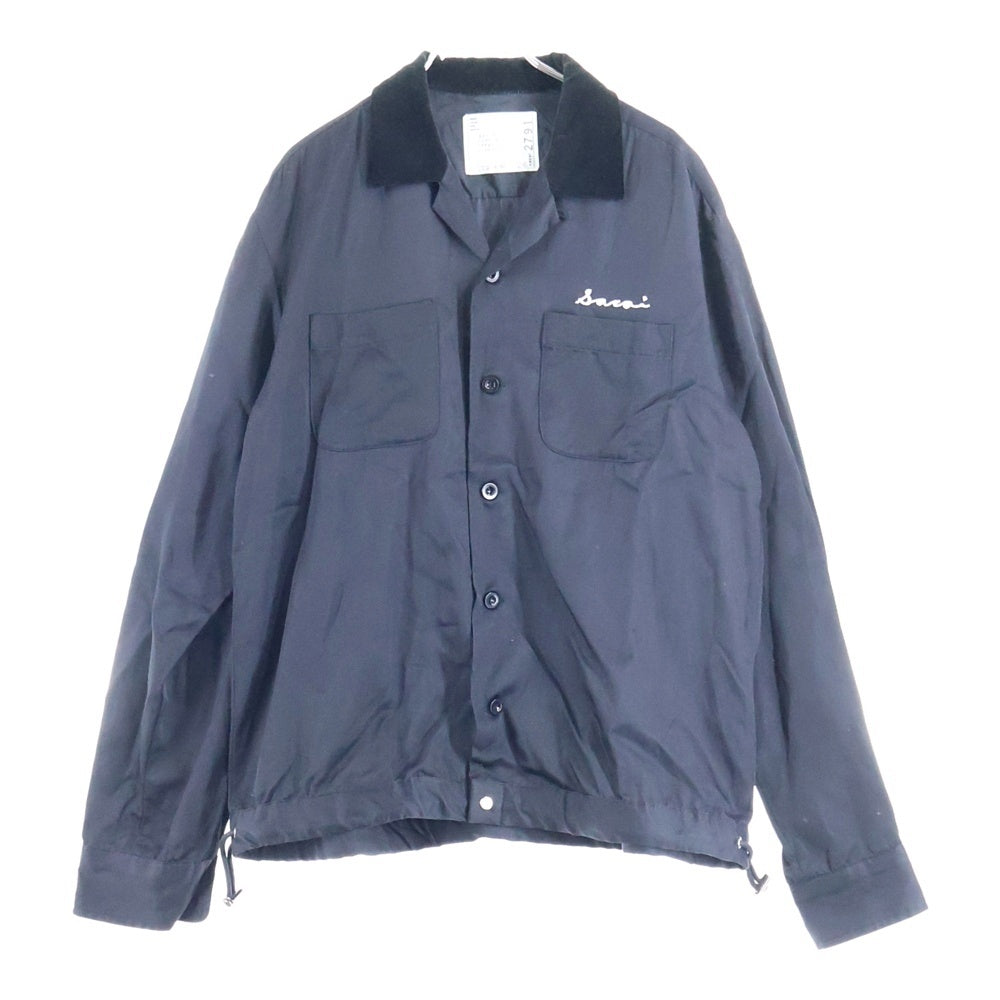 Sacai(サカイ) 22SS Logo Bowling Shirts ロゴ刺繍 長袖 ボーリングシャツ ブラック 22-02791M