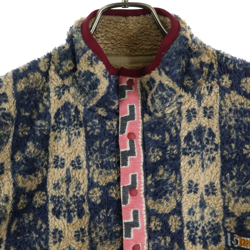 KAPITAL(キャピタル) JAVA-YABANE柄 ハーフボタン フリースクルーネック マルチカラー K2011LC106