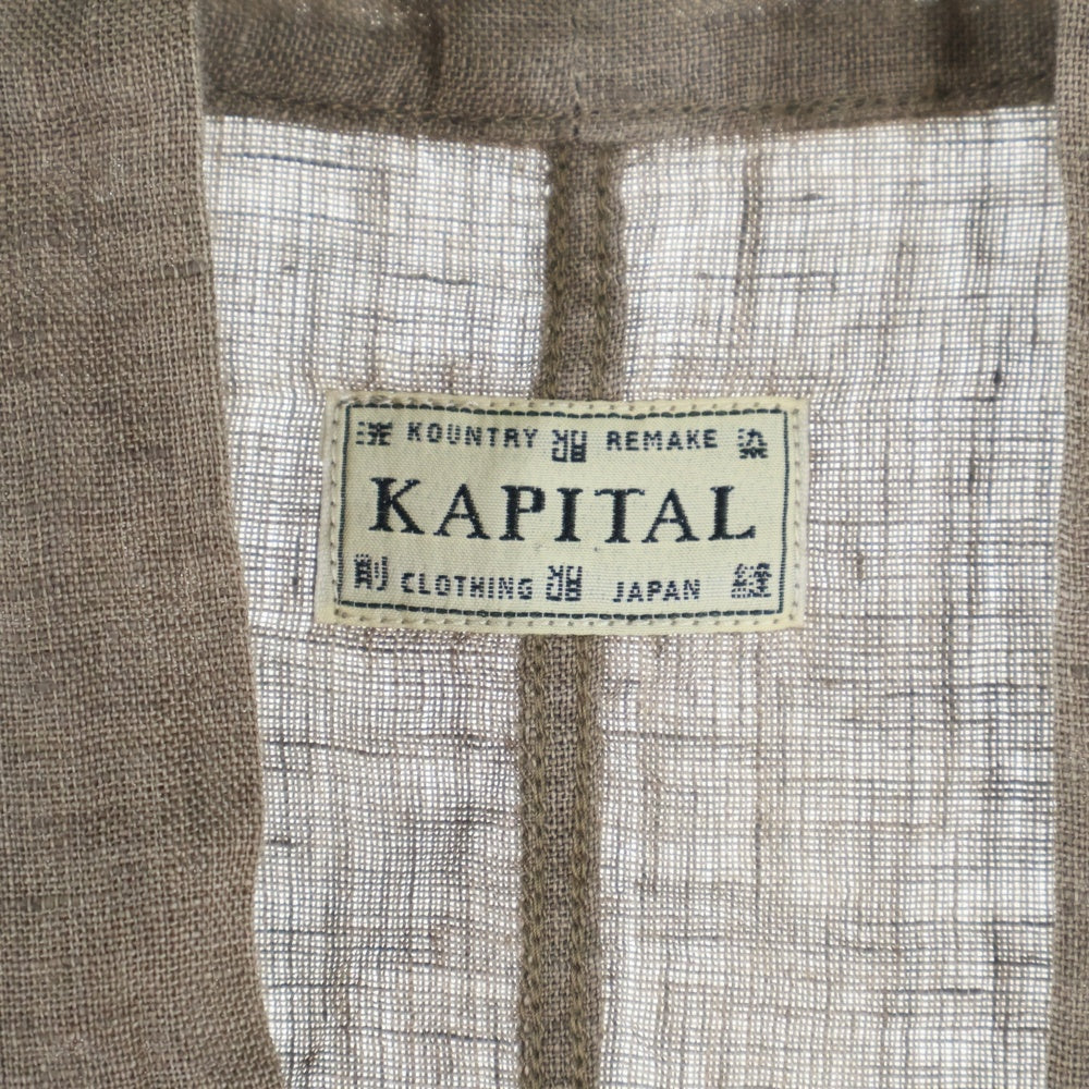 KAPITAL(キャピタル) リネン混 半纏長袖シャツ ブラウン K1806LS273