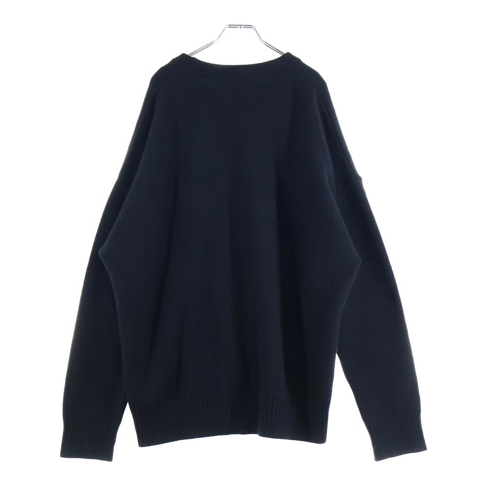 ami(アミ) ハート刺繍ロゴ クルーネックニットセーター ブラック