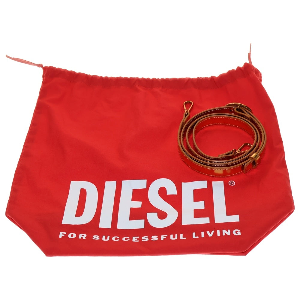DIESEL(ディーゼル) 1DR Logo Bag 2way メタルプレート ショルダーバッグ オレンジ X08396ーPS202