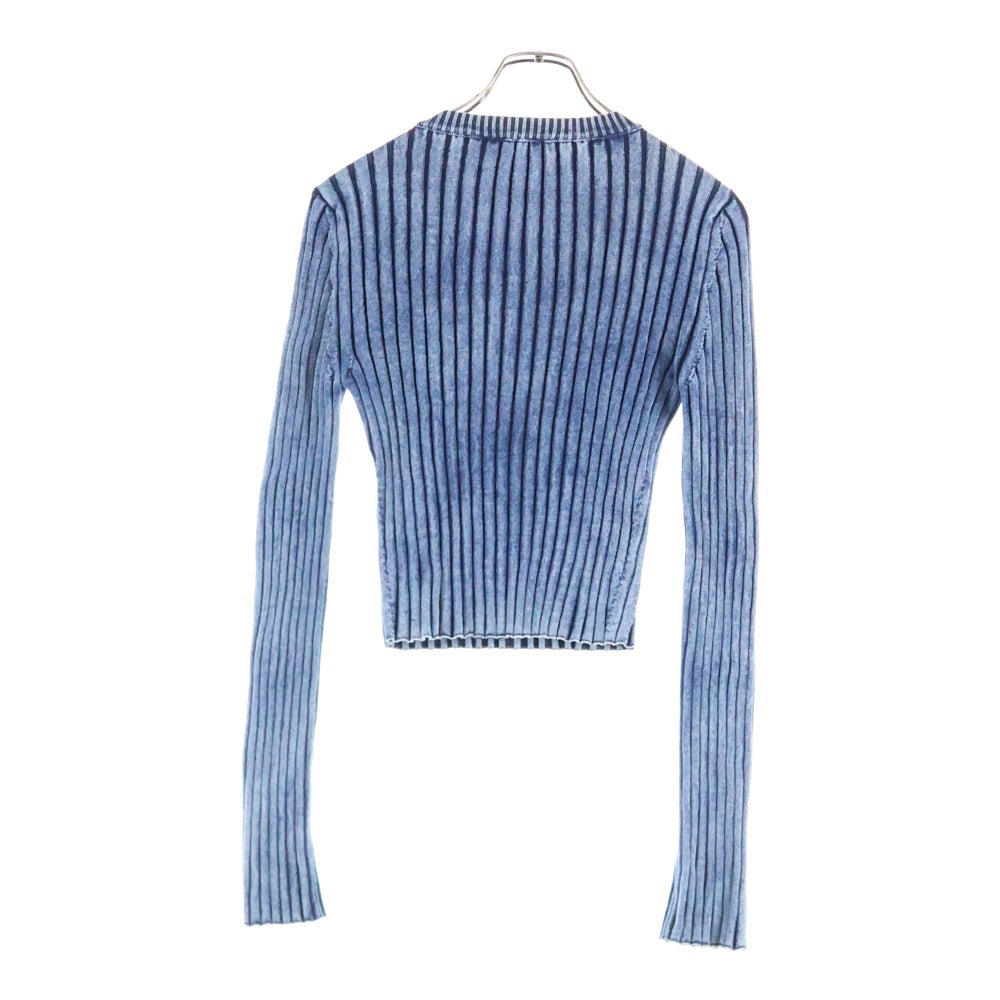 DIESEL(ディーゼル) M-ANCHOR Dフロントロゴ ダメージ加工 長袖ニット セーター コットン インディゴ A05768 レディース