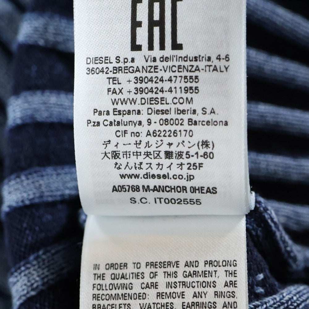 DIESEL(ディーゼル) M-ANCHOR Dフロントロゴ ダメージ加工 長袖ニット セーター コットン インディゴ A05768 レディース