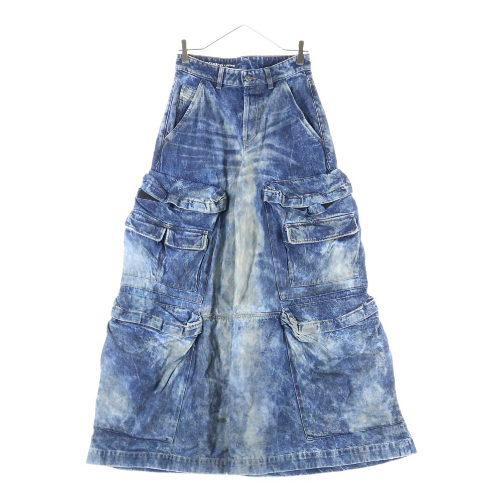 DIESEL(ディーゼル) D-GIAPPO-CARGO-DD ダメージ加工 ボタンフライ フレアカーゴパンツ インディゴ A17717 0DBCW レディース