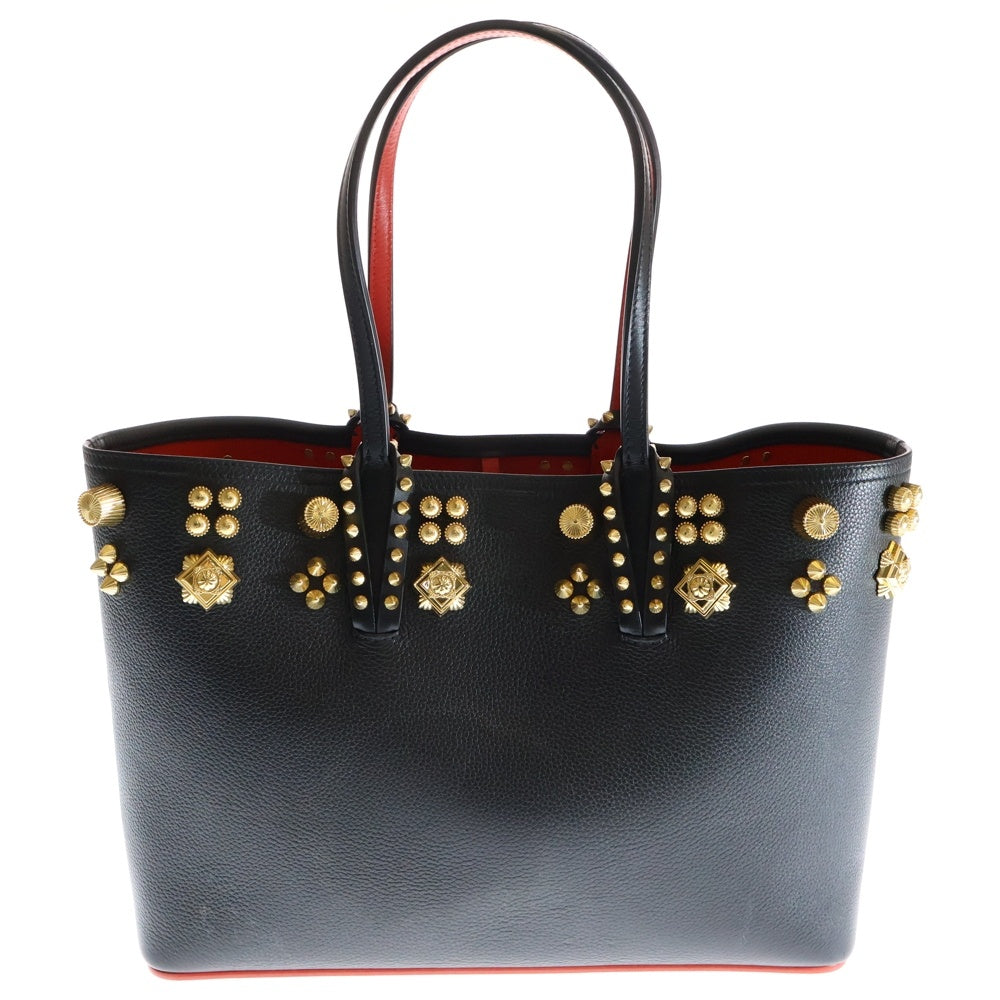 CHRISTIAN LOUBOUTIN(クリスチャンルブタン) Cabata カバタ スタッズ付きレザートートバッグ ハンドバッグ ブラック/ゴールド