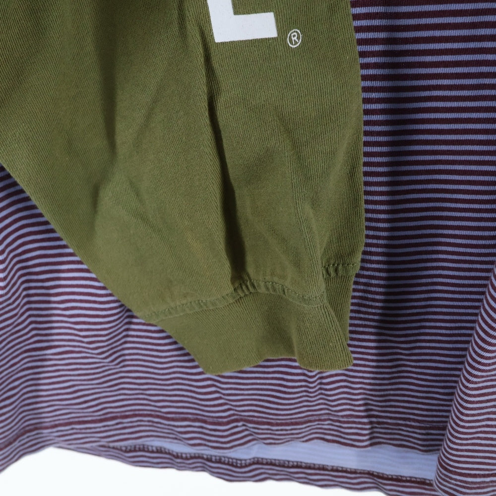 SUPREME(シュプリーム) 24SS LAYERED HOODED L/S TOP ボーダー柄 レイヤードフーディー長袖Tシャツ カットソー パープル/カーキ