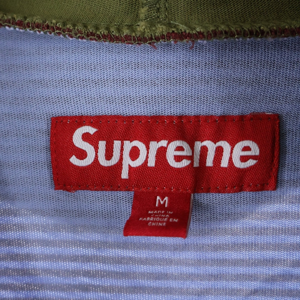 SUPREME(シュプリーム) 24SS LAYERED HOODED L/S TOP ボーダー柄 レイヤードフーディー長袖Tシャツ カットソー パープル/カーキ