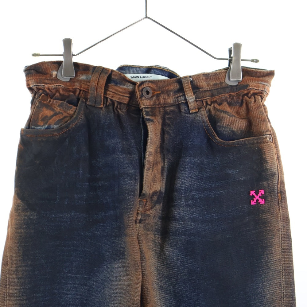 OFF-WHITE(オフホワイト) ブリーチ加工 イージースリムデニムパンツ トラウザー マルチカラー OMYA005E19C30045