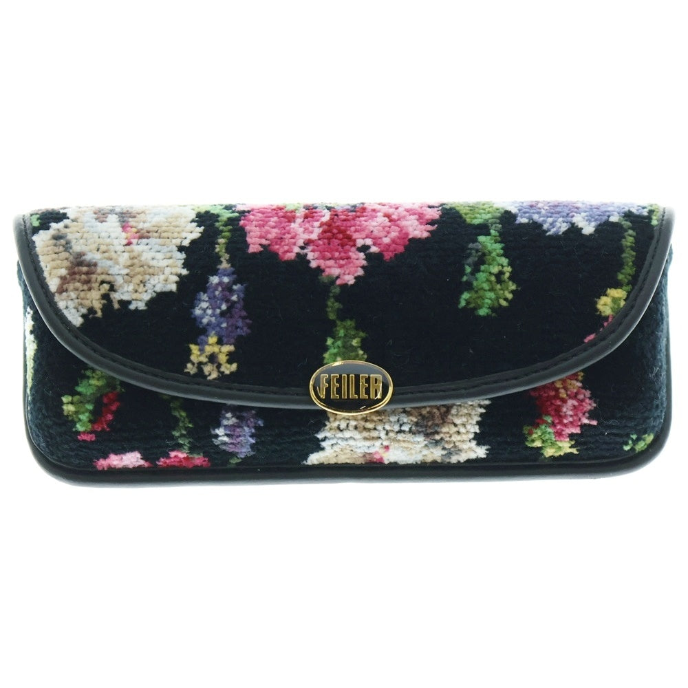 FEILER(フェイラー) 花柄 メガネケース レディース ブラック