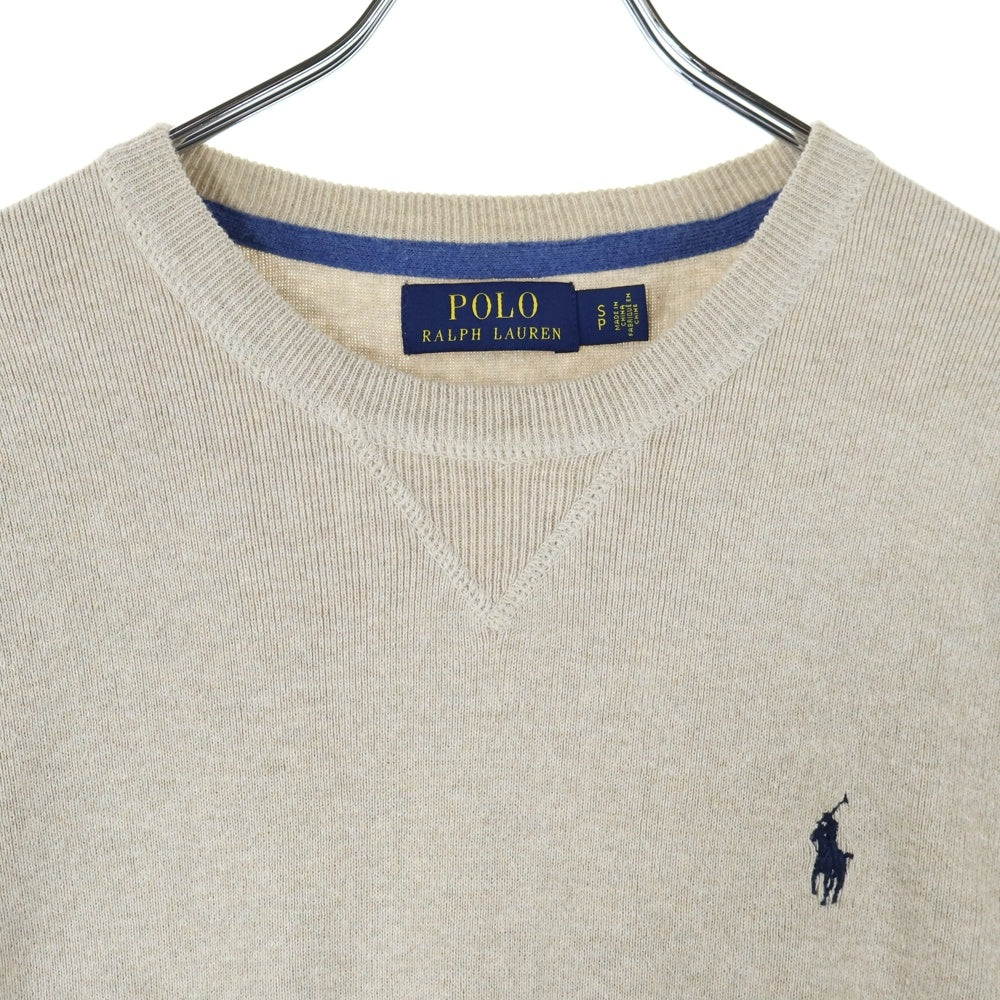 POLO RALPH LAUREN(ポロラルフローレン) クルーネックニットセーター ワンポイント 刺繍 ベージュ 0200011499