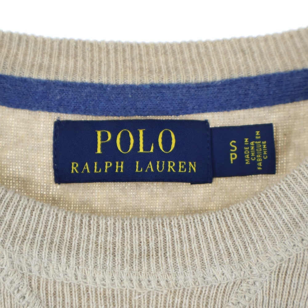 POLO RALPH LAUREN(ポロラルフローレン) クルーネックニットセーター ワンポイント 刺繍 ベージュ 0200011499