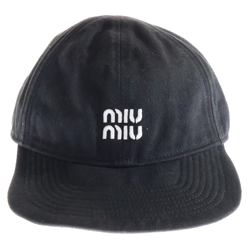 miumiu(ミュウミュウ) ロゴ刺繍 ベースボールキャップ ブラック 5HC369