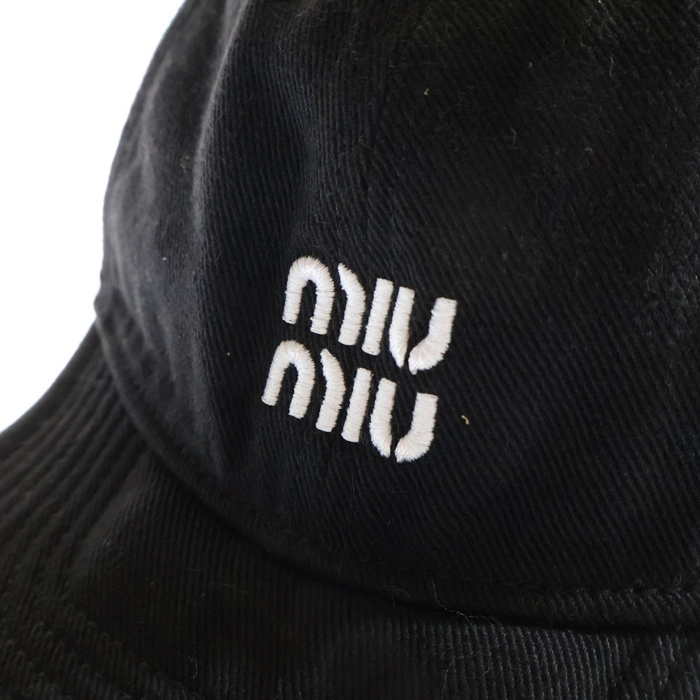 miumiu(ミュウミュウ) ロゴ刺繍 ベースボールキャップ ブラック 5HC369