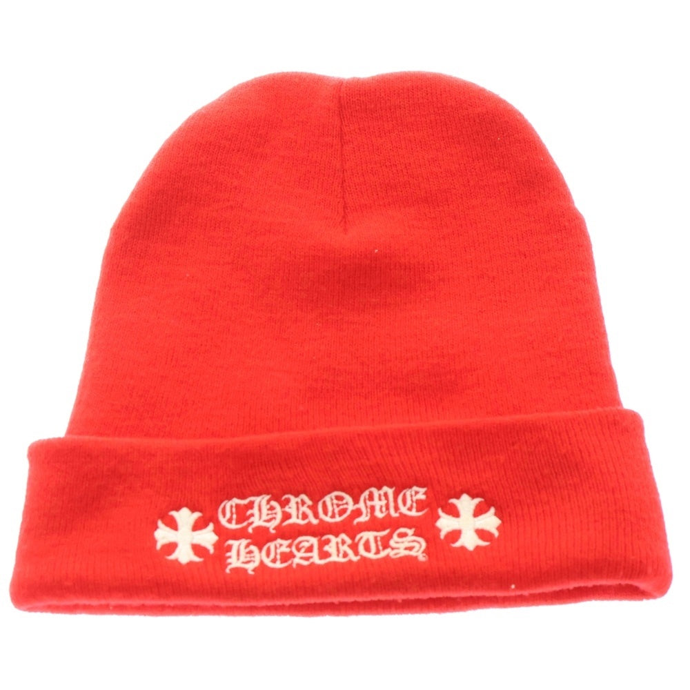 CHROME HEARTS(クロムハーツ) WATCH CAP ワッチキャップ ロゴ刺繍ビーニー ニットキャップ 帽子 レッド