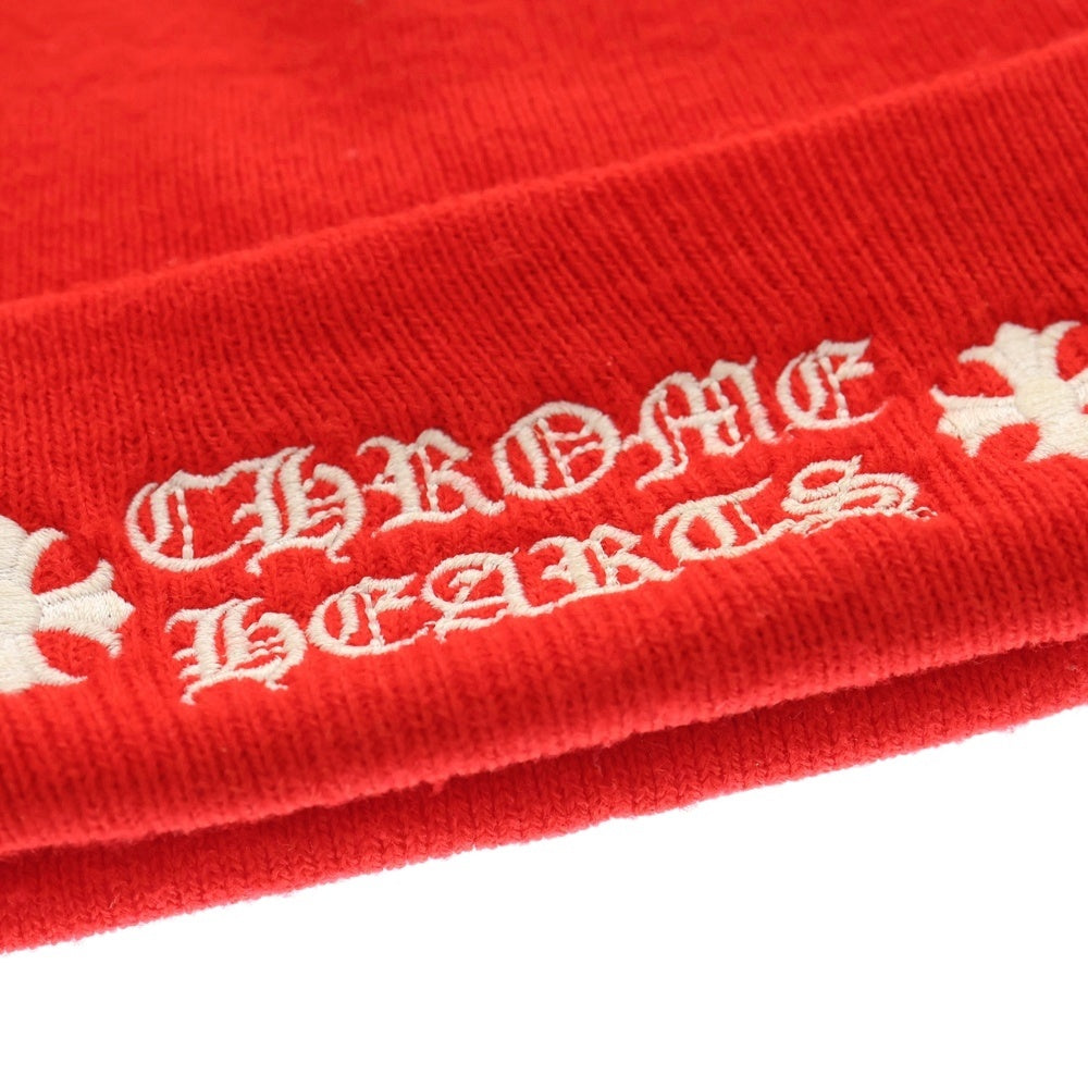 CHROME HEARTS(クロムハーツ) WATCH CAP ワッチキャップ ロゴ刺繍ビーニー ニットキャップ 帽子 レッド