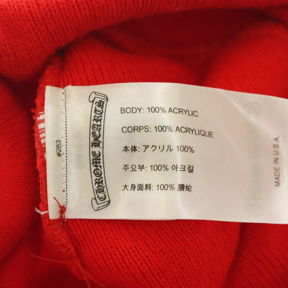 CHROME HEARTS(クロムハーツ) WATCH CAP ワッチキャップ ロゴ刺繍ビーニー ニットキャップ 帽子 レッド