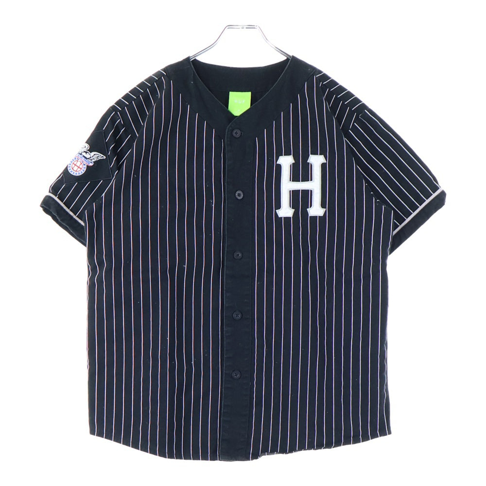 HUF(ハフ) FOREVER BASEBALL フォーエバー ベースボール ピンストライプ シャツ ブラック KN00340