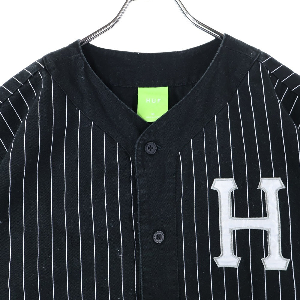 HUF(ハフ) FOREVER BASEBALL フォーエバー ベースボール ピンストライプ シャツ ブラック KN00340
