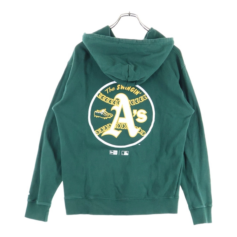 NEW ERA(ニューエラ) MLB オークランドアスレチックス プリントロゴ ビックロゴ フーディ プルオーバーパーカー グリーン